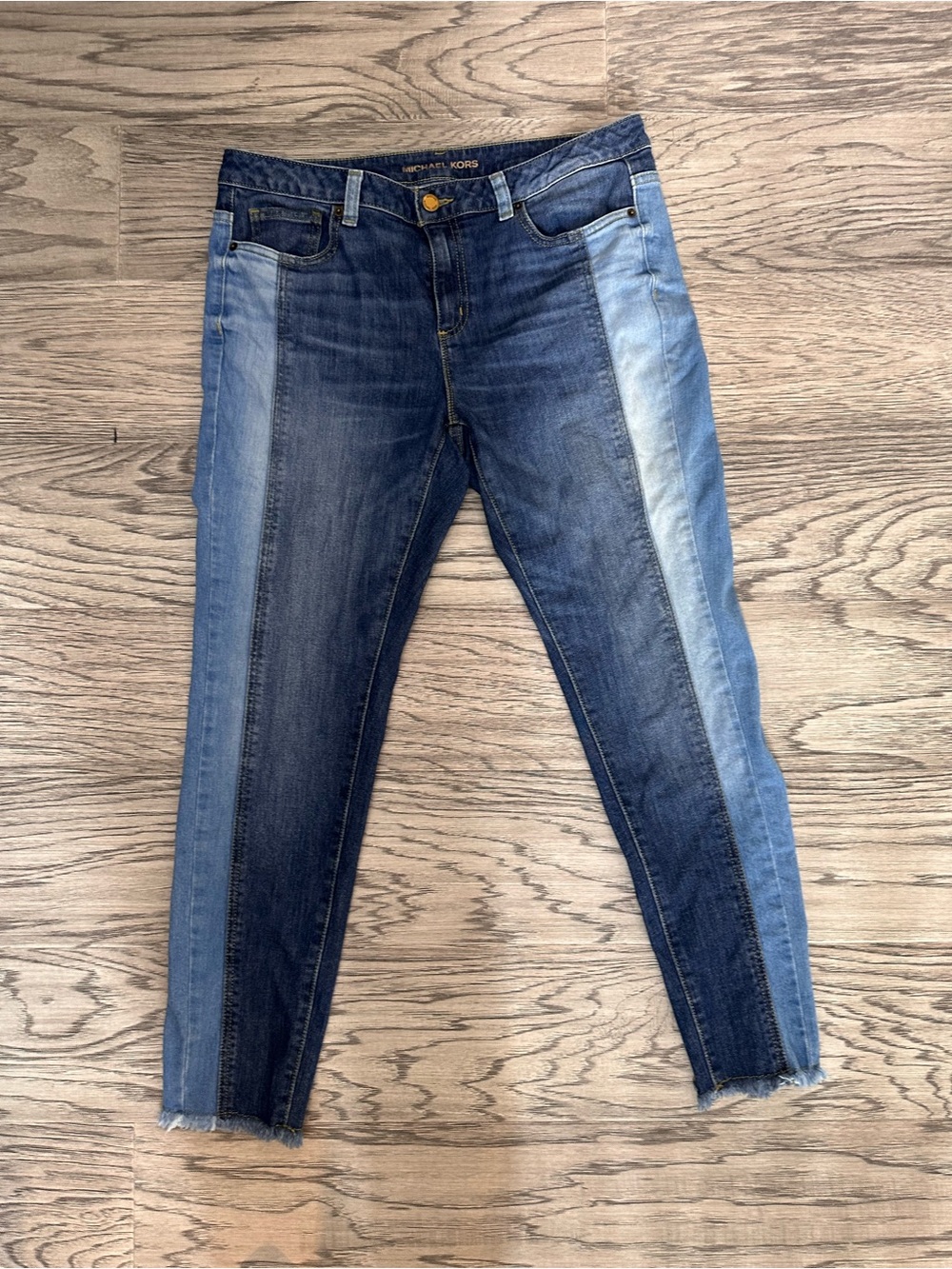 Michael Kors Two-Tone Blue Patchwork Skinny Jeans - Women's